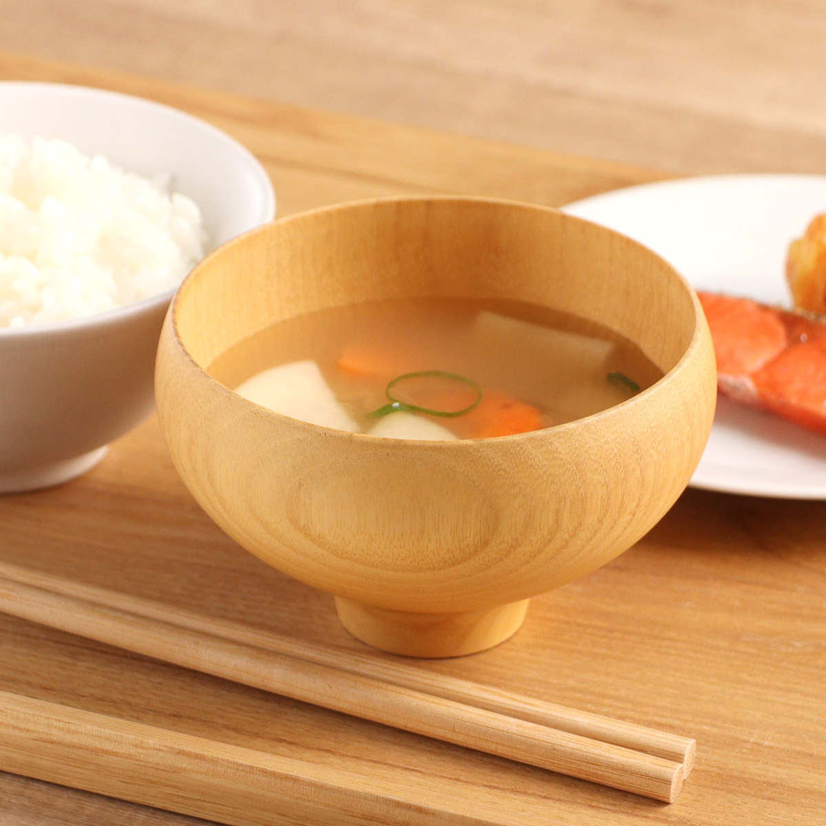 汁椀 バランス椀ナチュラル ( 10.8cm お椀 木製 おしゃれ 食洗機対応 スープ 食器 軽量 日本製 碗 味噌汁碗 吸物碗 木目 ナツメ 味噌汁 お吸い物 ナチュラル シンプル 熱くなりにくい 和食器 )