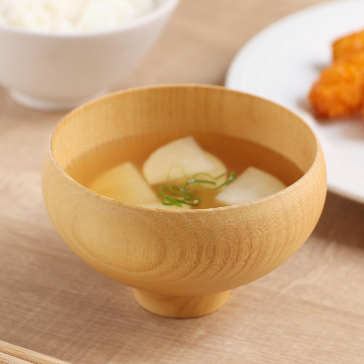 汁椀 バランス椀ナチュラル ( 10.8cm お椀 木製 おしゃれ 食洗機対応 スープ 食器 軽量 日本製 碗 味噌汁碗 吸物碗 木目 ナツメ 味噌汁 お吸い物 ナチュラル シンプル 熱くなりにくい 和食器 )