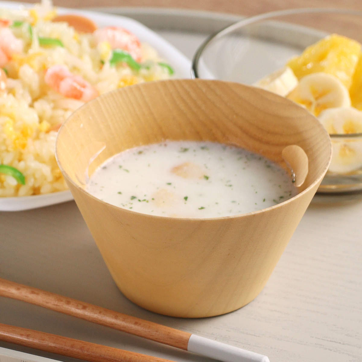 汁椀 ウッドボール 中 ( 11.5cm 食洗機対応 日本製 椀 お椀 木製 おしゃれ ボウル スープボウル 味噌汁碗 吸物碗 軽い スープ 味噌汁 スクエア型 木 木目 ナツメ )