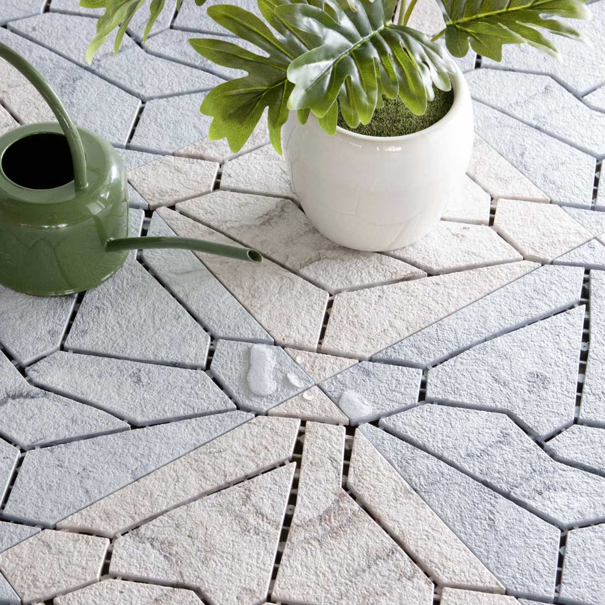 ジョイントタイル システムストーン 大理石風 ( ジョイントタイル 樹脂 ジョイントマット マット 30cm ジョイント式タイル ベランダ パネル バルコニー 配線 通る タイル風マット 日本製 ) 【ブラウン】 ブラウン