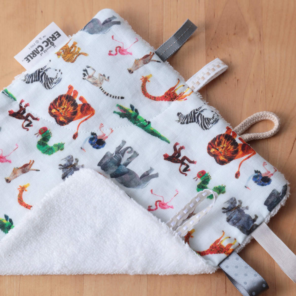 ニギニギハンカチ はらぺこあおむし フルーツ サファリ ( ベビー ハンカチ おもちゃ ミニタオル にぎにぎ ベビートイ 玩具 綿100% ガーゼ パイル 出産祝い ベビーハンカチ ファーストトイ コットン プレゼント かわいい ) 【サファリ】 サファリ