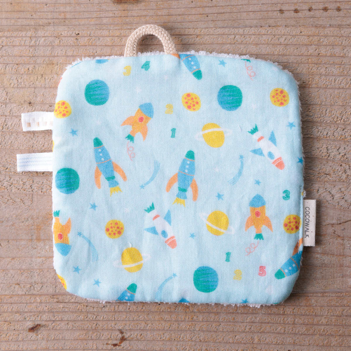 ベビー ニギニギハンカチ シリコンストラップ付き おもちゃ 落下防止 日本製 ベビーカー モチーフ ( 赤ちゃん カシャカシャ ハンカチ 布製 布おもちゃ ファーストトイ 知育玩具 にぎにぎ 玩具 綿100% コットン プレゼント ) 【ユニコーン】 ユニコーン