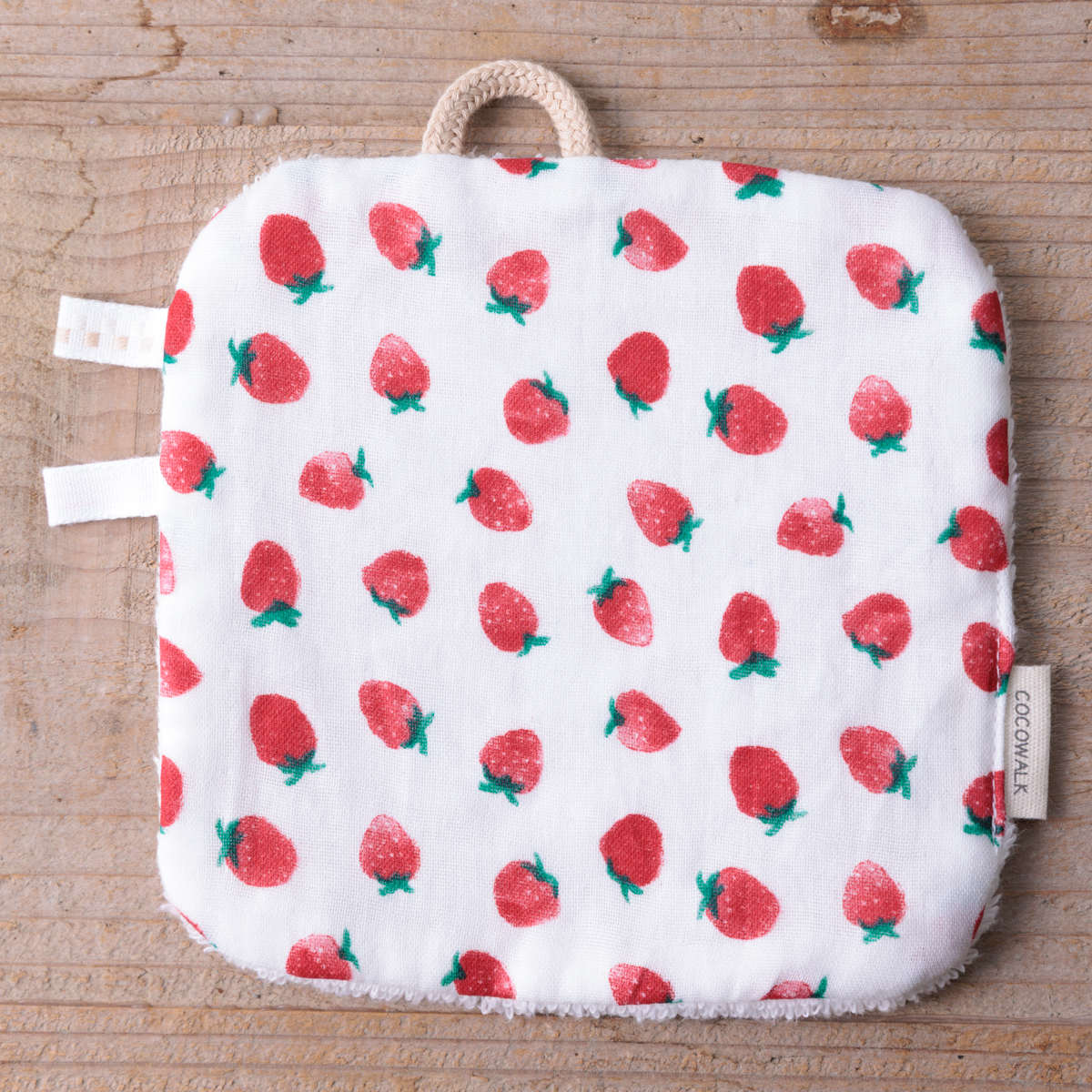 ベビー ニギニギハンカチ シリコンストラップ付き おもちゃ 落下防止 日本製 ベビーカー フルーツ ( 赤ちゃん カシャカシャ ハンカチ 布製 布おもちゃ ファーストトイ 知育玩具 にぎにぎ 玩具 綿100% コットン プレゼント ) 【バナナ】 バナナ