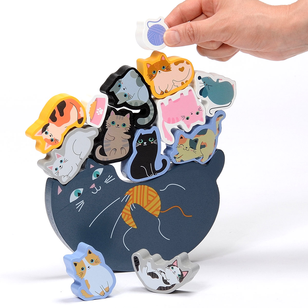11匹にゃんこ バランス積み木 猫 室内遊び ( 積み木 知育玩具 おもちゃ 木のおもちゃ 積木 つみき 木製 動物 どうぶつ かわいい バランスゲーム ねこ ネコ 知育 バランス 子ども 大人 木製おもちゃ 玩具 誕生日 ギフト プレゼント )