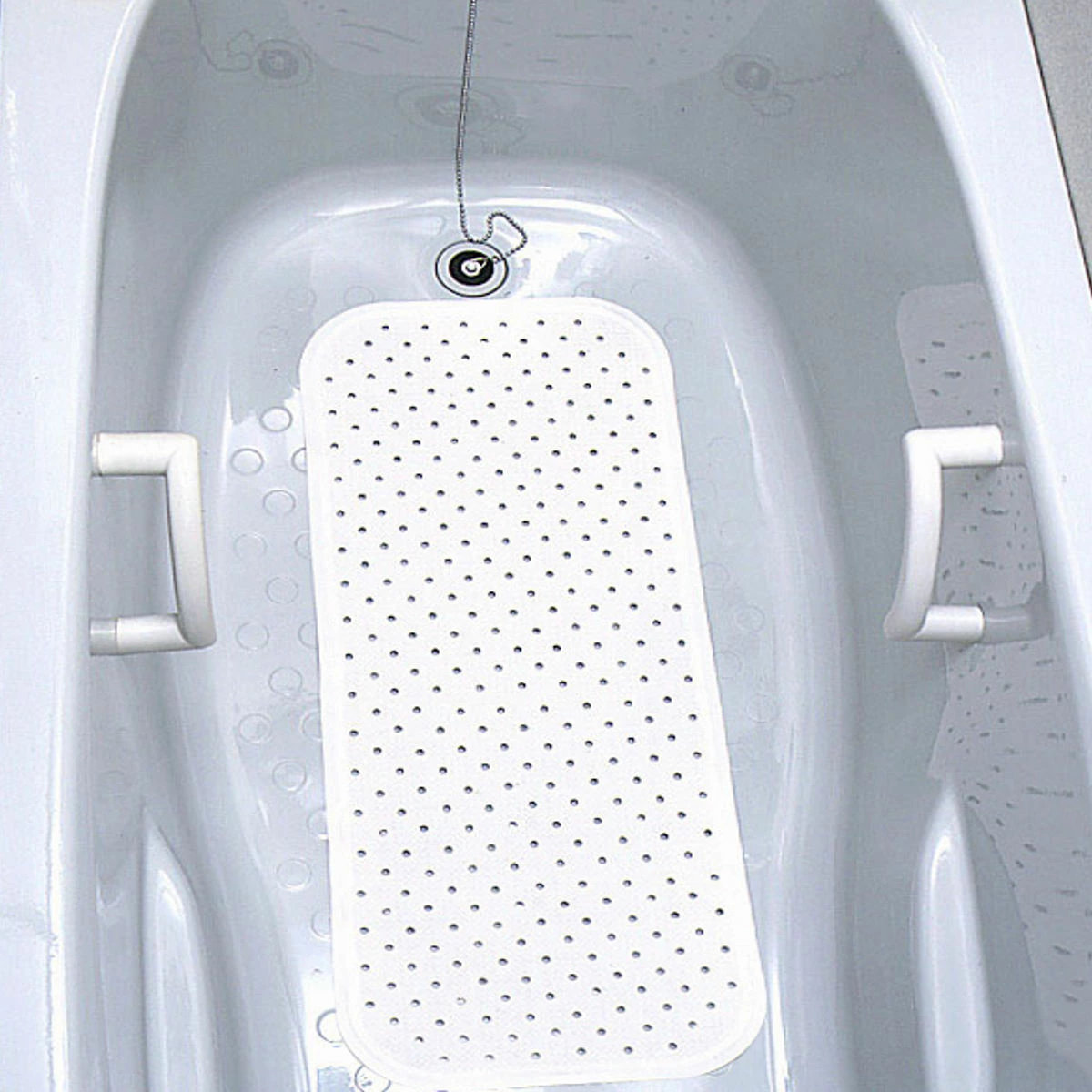 浴槽マット 滑りを防ぐ浴槽マット ロング 35×96cm ( お風呂マット 滑り止め 浴槽 マット 吸盤 浴用マット 入浴用品 バスマット 浴室マット 35×96 お風呂 クッション すべり止め 転倒防止 ) 【ホワイト】 ホワイト