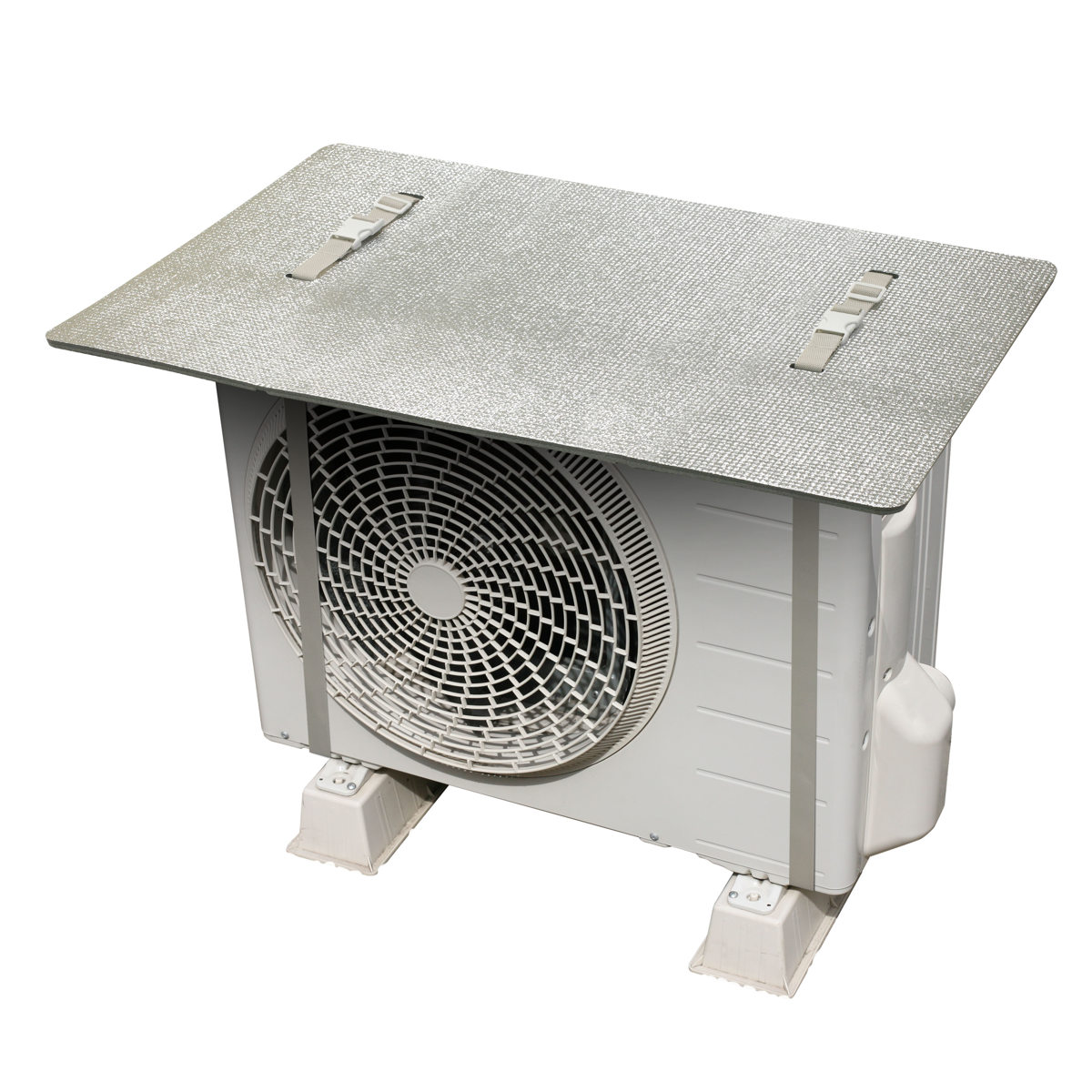 室外機カバー 室外機の日よけパネル ベルトタイプ 80×48.5cm ( エアコン室外機カバー エアコンカバー アルミ ベルト 日除け 日光対策 直射日光 エアコン 室外機 遮熱 断熱 日よけ パネル カバー 庭 ベランダ 省エネ 節電 )