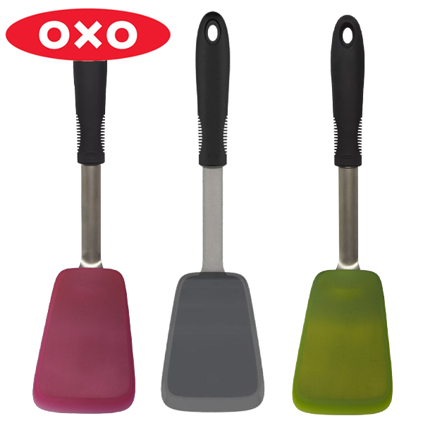 上品なスタイル OXO オクソー ナイロンソフトターナー 耐熱ヘラ シンプル フライ返し 赤 緑 黒 トマト バジル ブラック 
