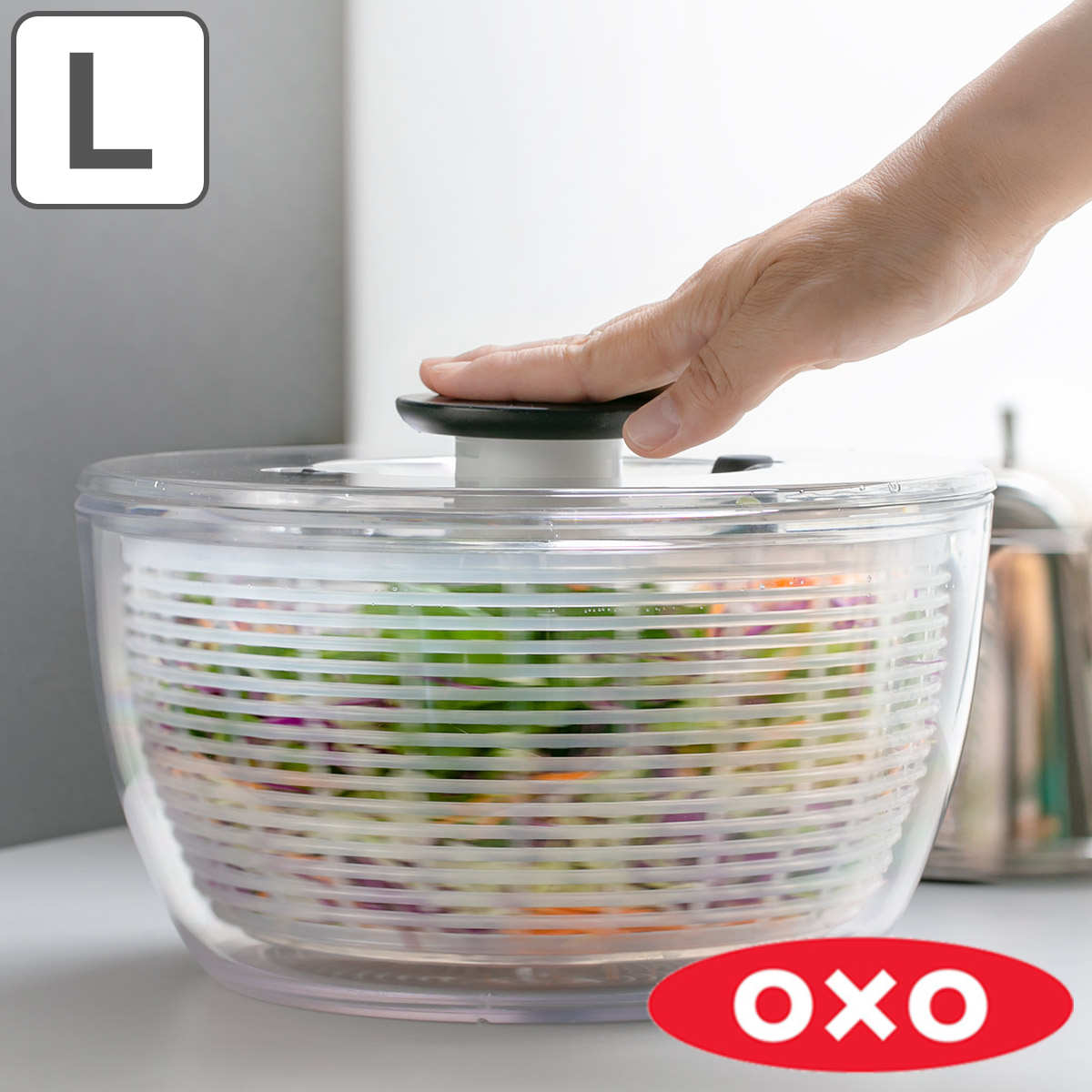 dショッピング |OXO オクソー 野菜水切り器 クリア サラダスピナー 大 （ 野菜水切り器 野菜水きり器 コランダー キッチンツール スピナー  手動 回転式 キッチン用品 下ごしらえ用品 キッチンツール ボウル ） | カテゴリ：の販売できる商品 | リビングート (093277784 ...