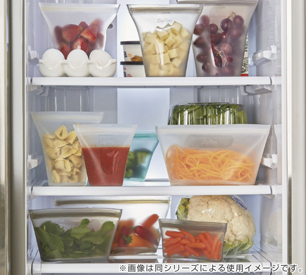 保存袋 ディッシュ L Ziptop ジップトップ シリコン製 ( シリコーンバッグ シリコンバッグ シリコン保管袋 保存容器 シリコン シリコーン エコ 繰り返し ストックバッグ 食品 保存 容器 袋 冷凍保存 湯煎 レンジ 食洗機 BPAフリー ) 【フロスト】 フロスト