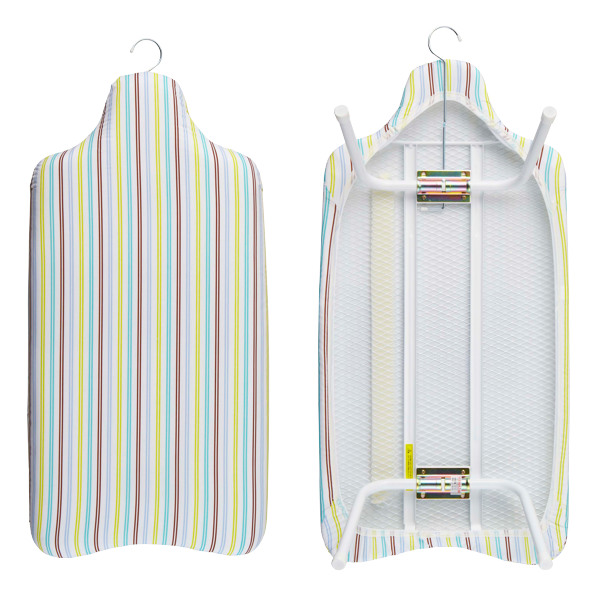 山崎実業 アイロン台 解決人体型 ストライプ フック付き ( アイロンマット 人体型アイロン台 人体型 人形型 プレス台 作業台 ボタンプレスゾーン スチールメッシュ構造 折りたたみ 脚付き ハンガーフック クローゼット 収納 )