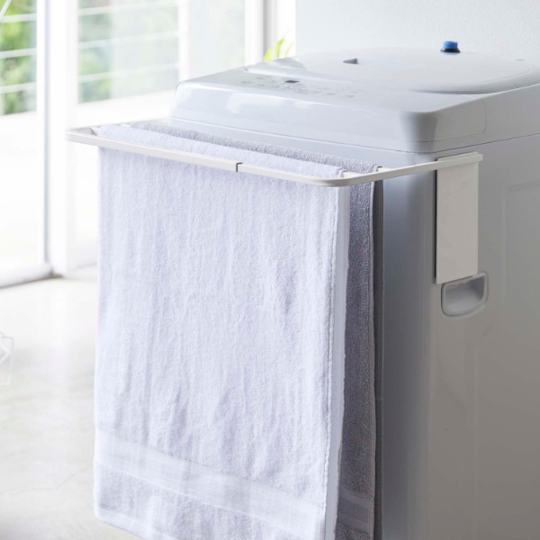 洗濯機 マグネットタオルハンガー2段 プレート ホワイト オシャレ