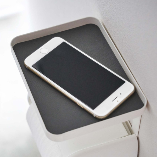 山崎実業 Plate トイレットペーパーホルダー上ラック プレート ( 棚 ラック 小物置き スマホ置き 小物トレー 予備 ストッカー トイレットペーパーホルダー ペーパーホルダー 上 ホルダー上 白 )