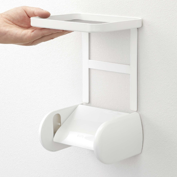 山崎実業 Plate トイレットペーパーホルダー上ラック プレート ( 棚 ラック 小物置き スマホ置き 小物トレー 予備 ストッカー トイレットペーパーホルダー ペーパーホルダー 上 ホルダー上 白 )