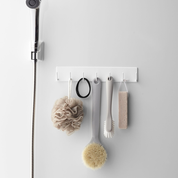 山崎実業 mist マグネットバスルームフック ミスト ( 4903208042345 お風呂 収納 壁掛けフック 7連 収納ラック バスラック 磁石 小物掛け ボディブラシ 泡立てネット 引っ掛ける 浴室 洗面所 洗濯機 冷蔵庫 壁面収納 白 )