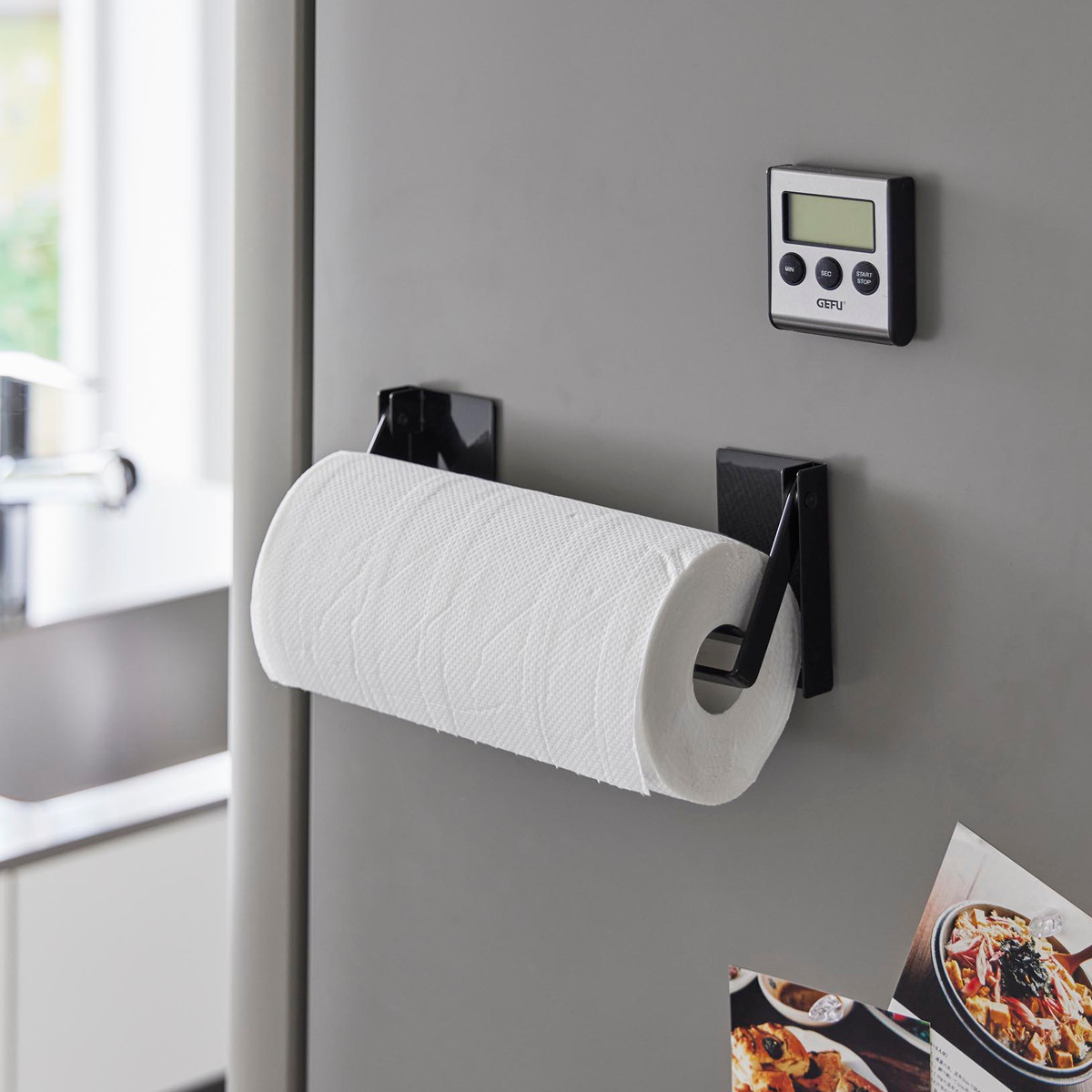 山崎実業 tower 片手でカットマグネット挟み込み式キッチンペーパーホルダー タワー ( 4903208014502 山崎実業 タワーシリーズ マグネット キッチンペーパーホルダー 片手でカット 挟み込み式 ) 【ホワイト】 ホワイト