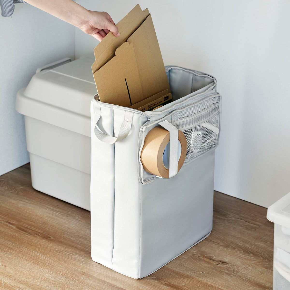 山崎実業 tower フリマ梱包資材収納ボックス タワー ( 4903208047814 タワーシリーズ 梱包資材収納ボックス 梱包資材 収納ボックス 収納ケース 梱包 資材 粘着テープ カッター 梱包道具 スリム 省スペース ) 【ブラック】 ブラック