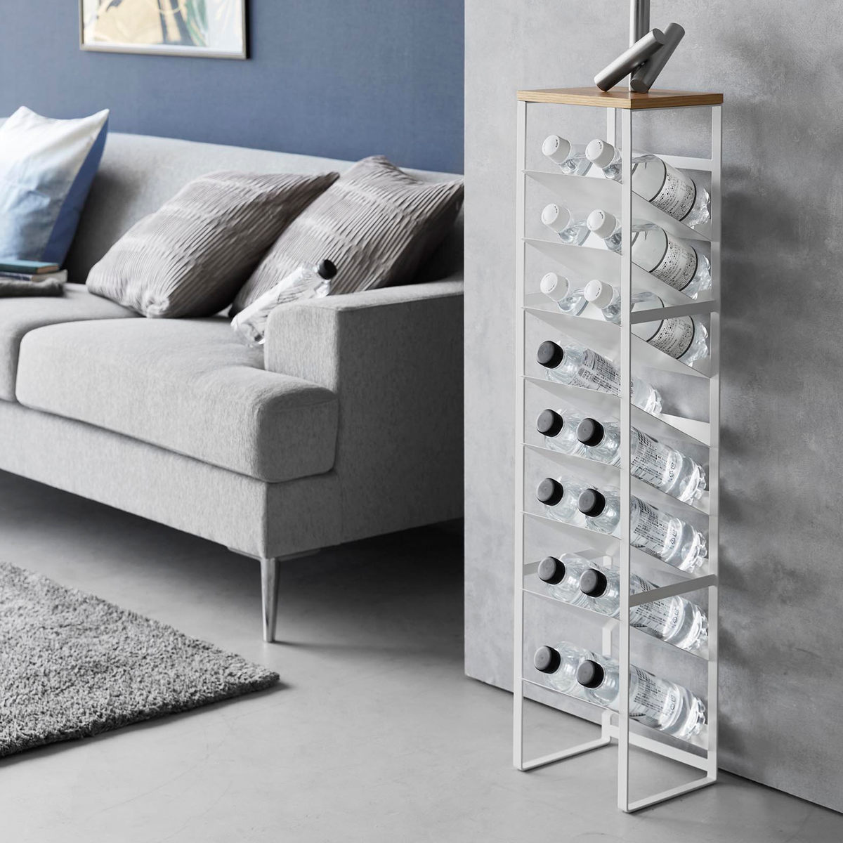 山崎実業 tower 天板付きボトルストッカー タワー 8段 ( 4903208014915 タワーシリーズ 天板付き ボトルストッカー ボトルラック キッチンラック 棚 ボトル置き ラック スリム 最大16本 すき間収納 大容量 ) 【ブラック】 ブラック