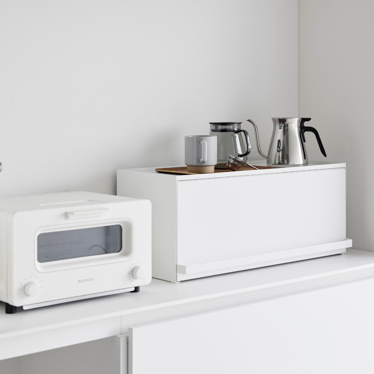 山崎実業 tower 前が開くキッチンカウンター上収納ラック タワー D24 ( 4903208014540 タワーシリーズ 前開き キッチンカウンター上 収納ラック 棚 シェルフ キッチン棚 キッチン フラップ式 調味料置き 収納 ) 【ブラック】 ブラック