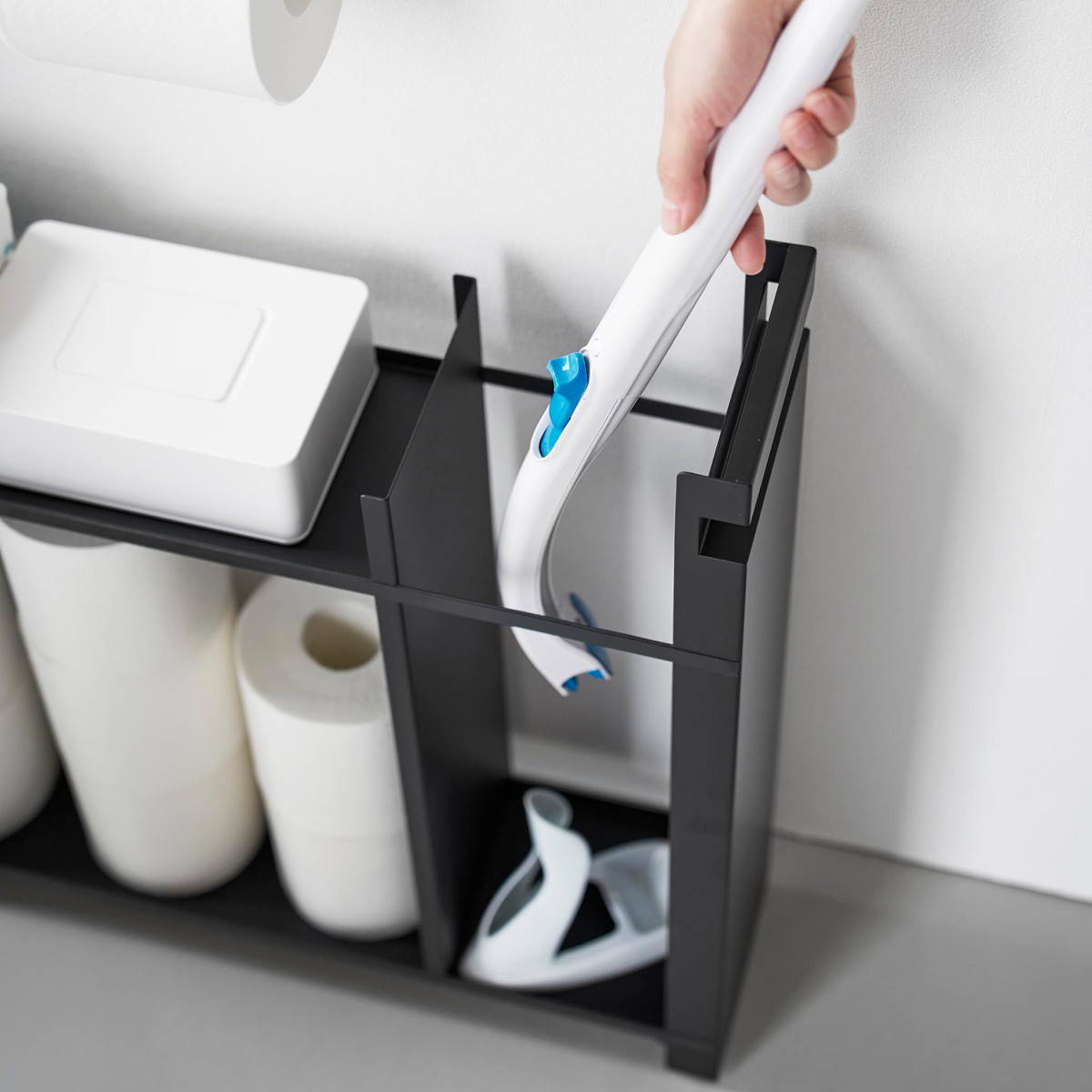 山崎実業 tower 隠せるトイレ引き出し収納 タワー ( 4903208014267 タワーシリーズ トイレ引き出し収納 隠す収納 トイレ収納 スリムワゴン ワゴン トレイ 収納 ハンドル付き キャスター付き 収納ラック スリム ) 【ホワイト】 ホワイト