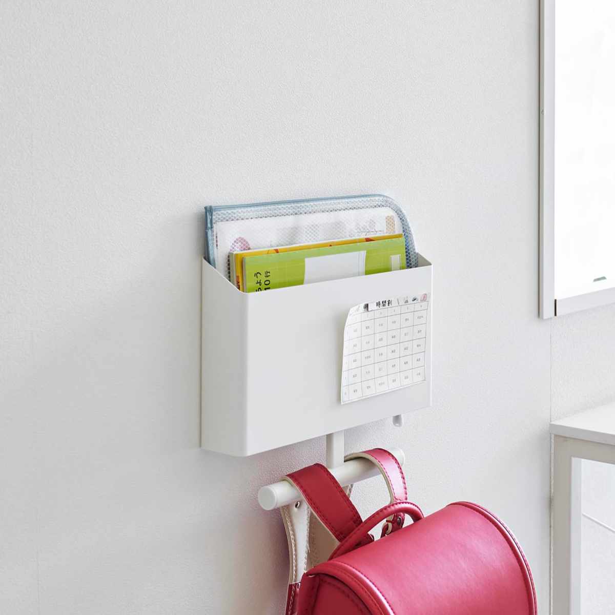 山崎実業 tower ウォールファイルボックス&ランドセルハンガー タワー 石こうボード壁対応 ( 4903208018654 タワーシリーズ ランドセルハンガー 石こうボード壁 ランドセル 収納 コンパクト ランドセル収納 ファイルボックス ) 【ブラック】 ブラック