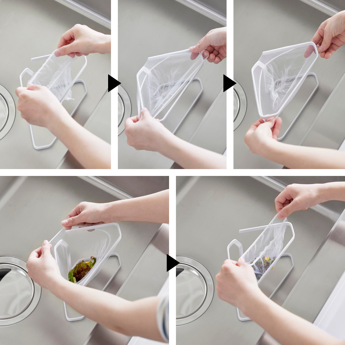 山崎実業 tower 水切りネットが付けられる三角コーナー タワー ( 4903208015554 タワーシリーズ 三角コーナー 水切りネットホルダー ステンレス製 ホルダー ネットホルダー シンクラック 三角コーナーラック ) 【ブラック】 ブラック