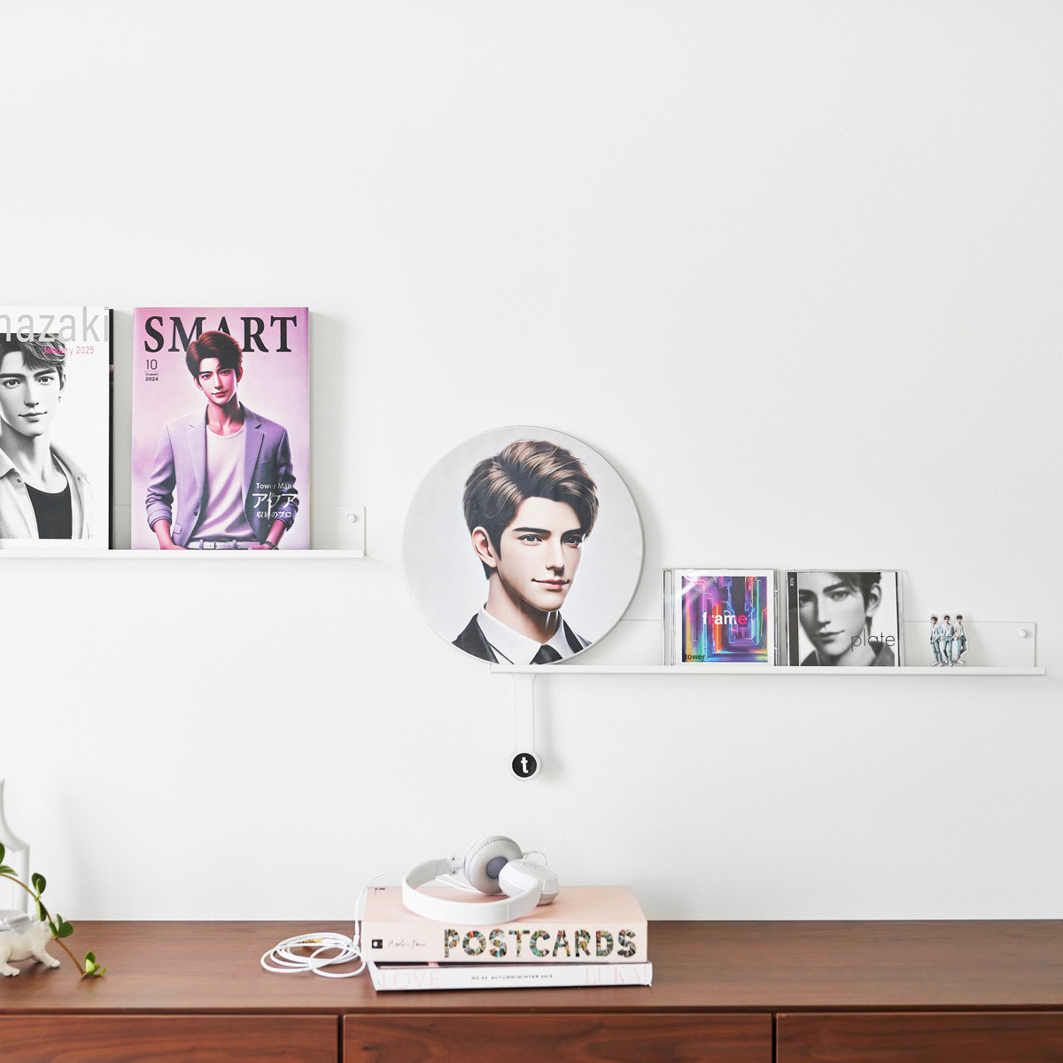 山崎実業 tower ウォール推し活ラック タワー 石こうボード壁対応 ( 4903208037440 タワーシリーズ ウォールラック ラック 推し活ラック ディスプレイ ウォール 壁面収納 収納 壁面 壁付け 棚 シェルフ 壁付け棚 小物置き ) 【ブラック】 ブラック