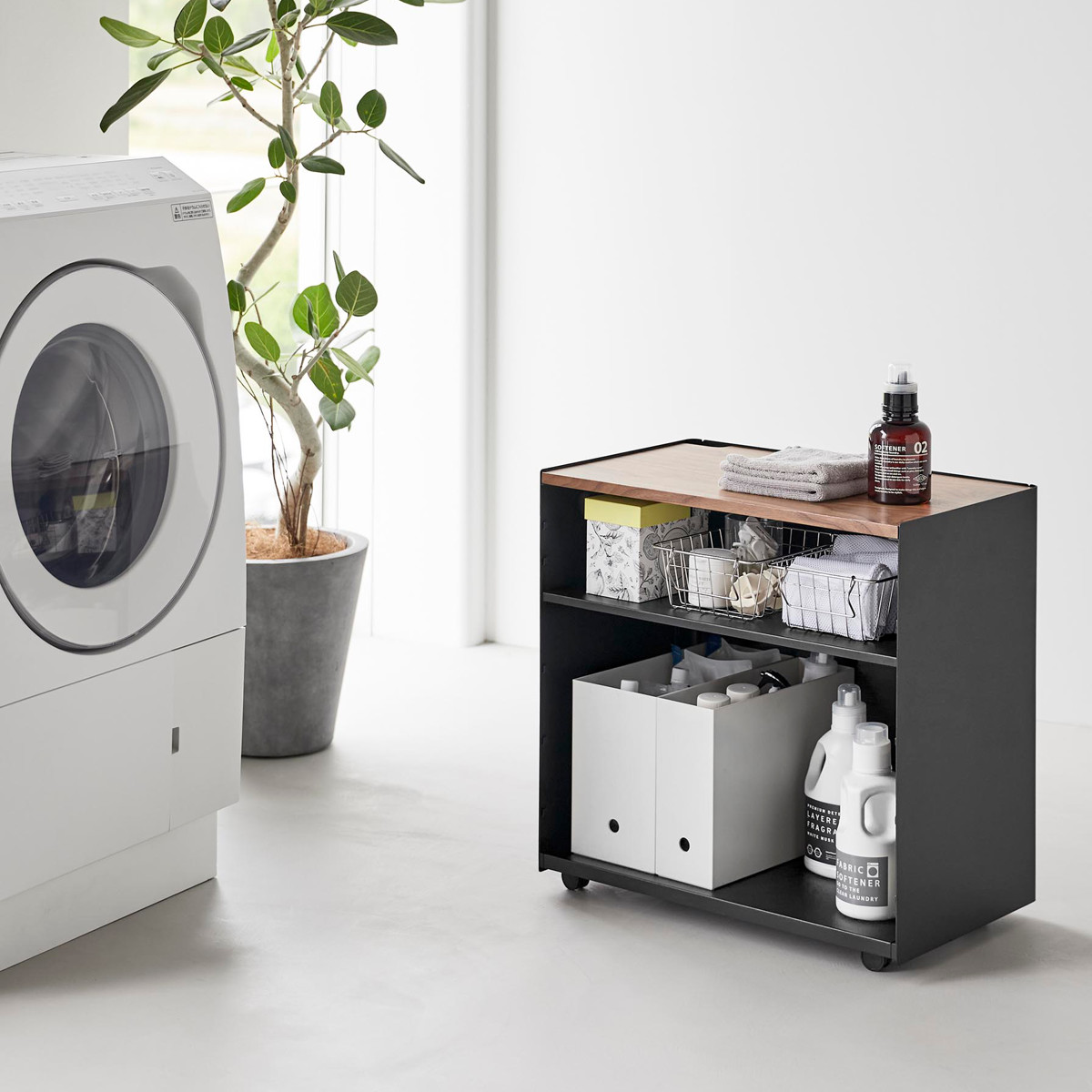 山崎実業 tower 隠せるテレワークワゴン タワー ( 4903208014243 タワーシリーズ テレワークワゴン ワゴン 隠せるワゴン テレワーク キャスター付きワゴン キャスター付き 隠す収納 収納 コンパクト ) 【ブラック】 ブラック