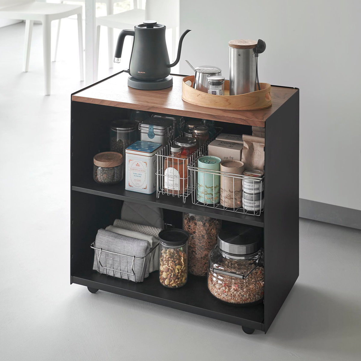 山崎実業 tower 隠せるテレワークワゴン タワー ( 4903208014243 タワーシリーズ テレワークワゴン ワゴン 隠せるワゴン テレワーク キャスター付きワゴン キャスター付き 隠す収納 収納 コンパクト ) 【ブラック】 ブラック