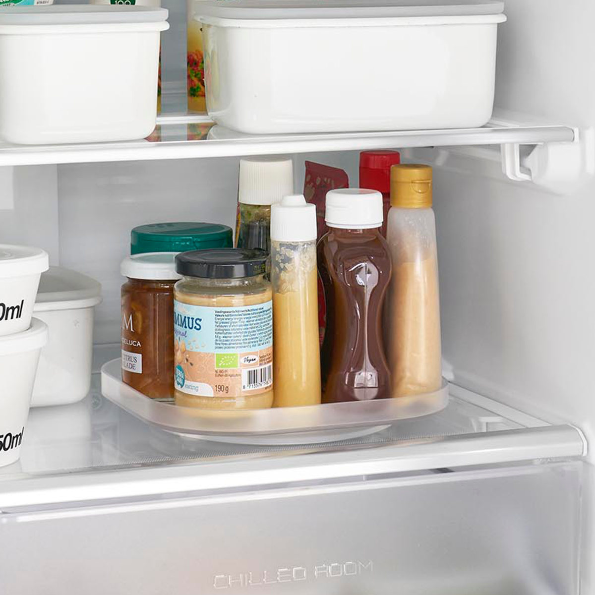 山崎実業 tower 冷蔵庫中回転式トレー タワー スクエア ( 4903208013222 タワーシリーズ 冷蔵庫中 回転式トレー 回転式 冷蔵庫 収納トレー トレー 収納 キッチン収納 調味料収納 冷蔵庫トレー ) 【ブラック】 ブラック