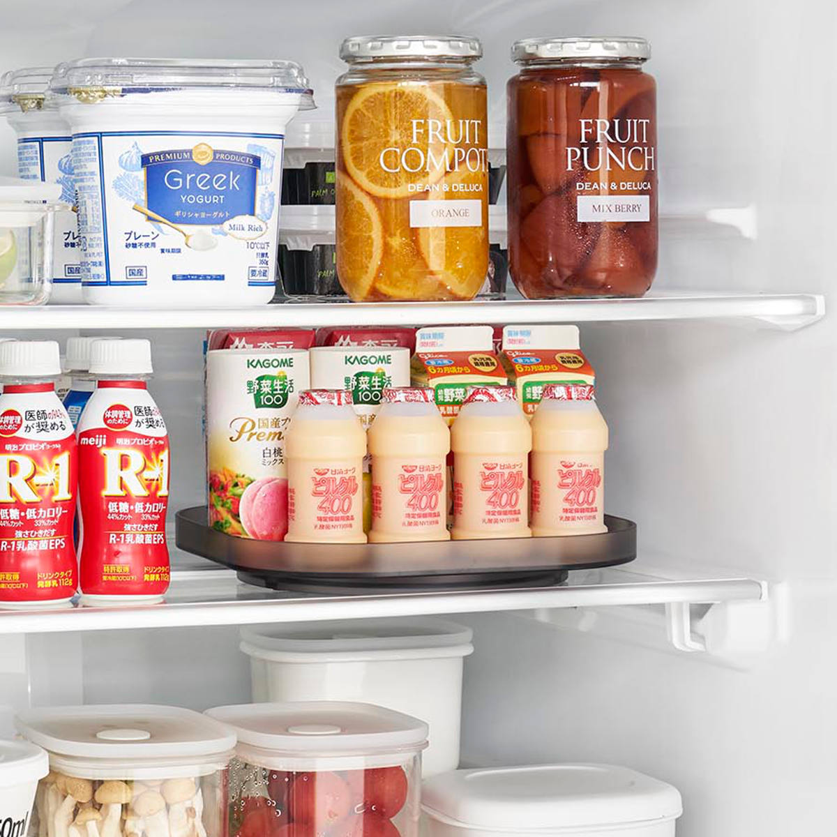 山崎実業 tower 冷蔵庫中回転式トレー タワー スクエア ( 4903208013222 タワーシリーズ 冷蔵庫中 回転式トレー 回転式 冷蔵庫 収納トレー トレー 収納 キッチン収納 調味料収納 冷蔵庫トレー ) 【ブラック】 ブラック