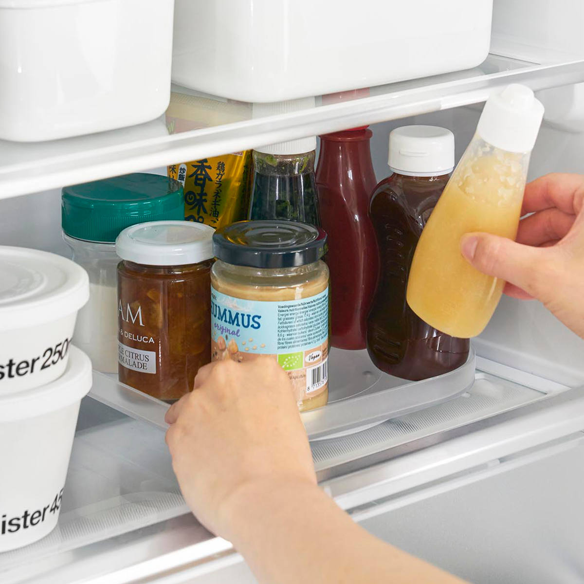 山崎実業 tower 冷蔵庫中回転式トレー タワー スクエア ( 4903208013222 タワーシリーズ 冷蔵庫中 回転式トレー 回転式 冷蔵庫 収納トレー トレー 収納 キッチン収納 調味料収納 冷蔵庫トレー ) 【ブラック】 ブラック