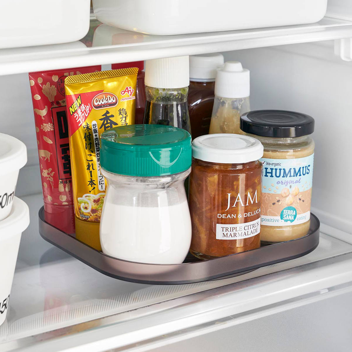 山崎実業 tower 冷蔵庫中回転式トレー タワー スクエア ( 4903208013222 タワーシリーズ 冷蔵庫中 回転式トレー 回転式 冷蔵庫 収納トレー トレー 収納 キッチン収納 調味料収納 冷蔵庫トレー ) 【ブラック】 ブラック