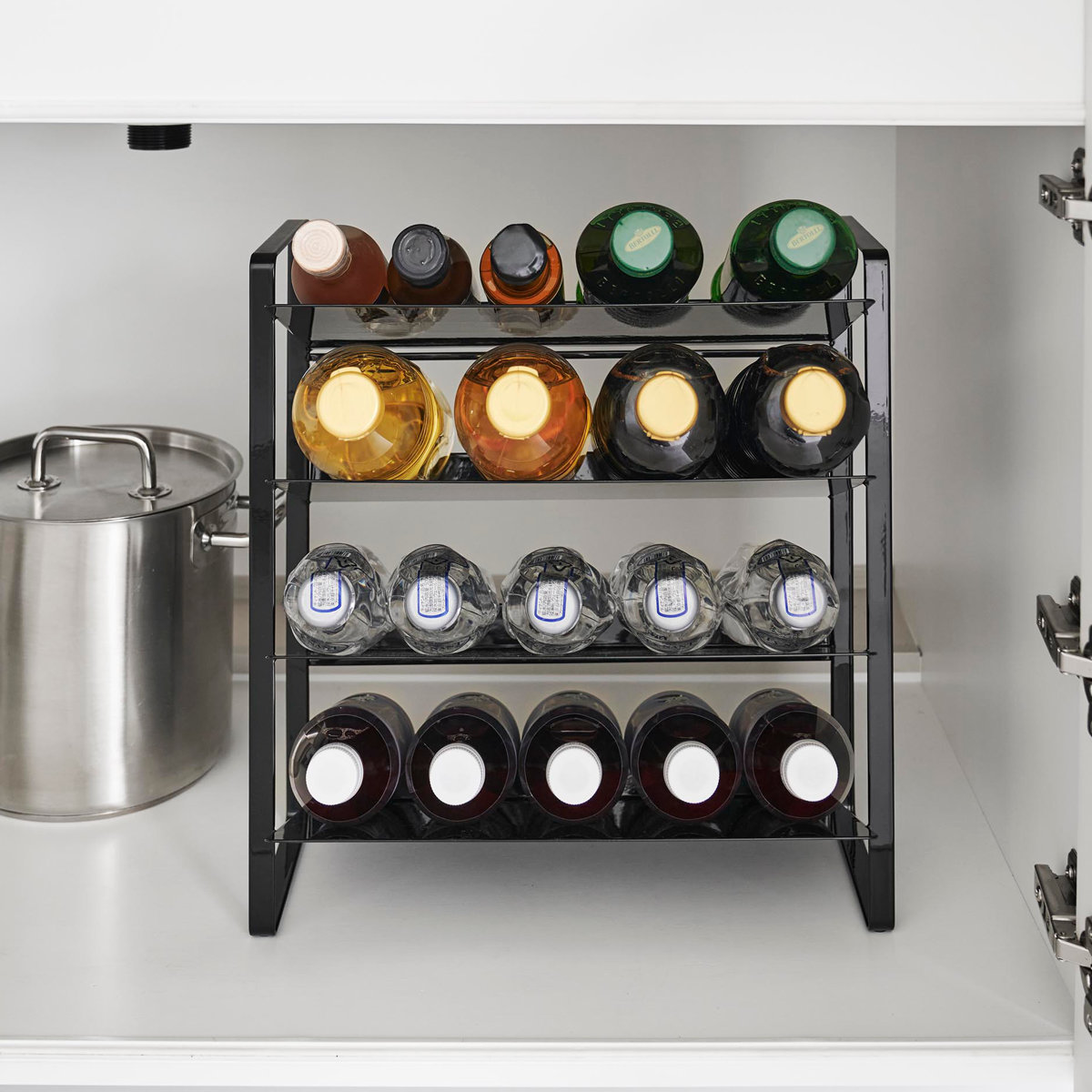 山崎実業 tower シンク下ワイドボトルストッカー タワー 4段 ( 4903208013383 タワーシリーズ ワイドボトルストッカー 4段ストッカー 天板付き シンク下 天板付きストッカー ボトルストッカー ) 【ホワイト】 ホワイト