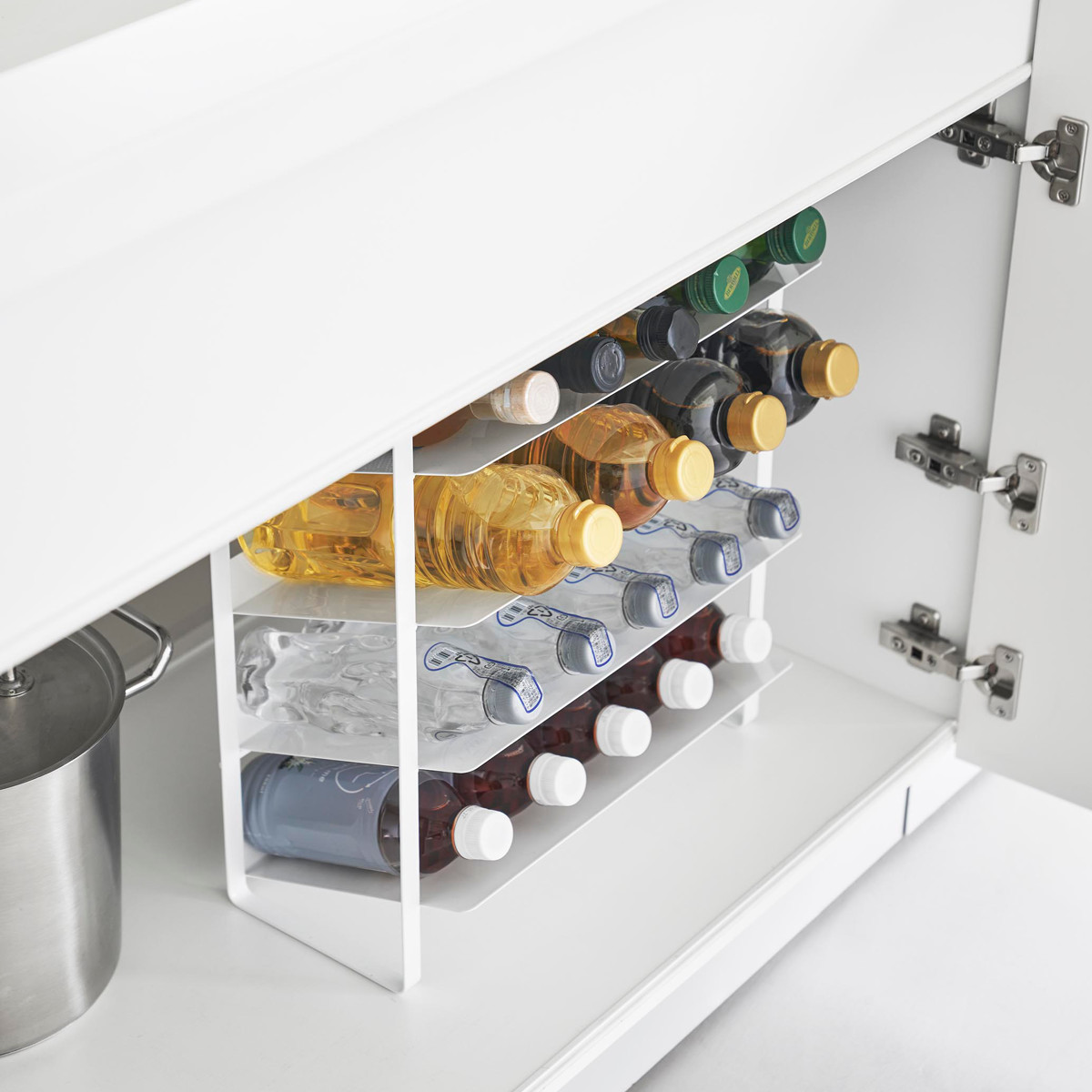 山崎実業 tower シンク下ワイドボトルストッカー タワー 4段 ( 4903208013383 タワーシリーズ ワイドボトルストッカー 4段ストッカー 天板付き シンク下 天板付きストッカー ボトルストッカー ) 【ホワイト】 ホワイト