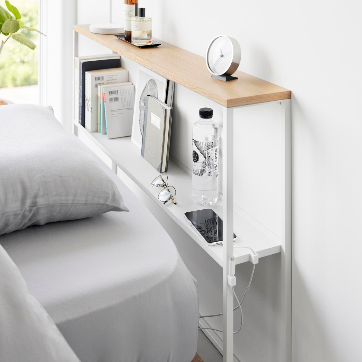 山崎実業 tower 棚板が動く後付けヘッドボード タワー ( 4903208016827 タワーシリーズ 後付けヘッドボード ヘッドボード 棚板が動く 後付け 後付け収納 ベッド マットレスベッド シングル用 棚 シェルフ ) 【ブラック】 ブラック