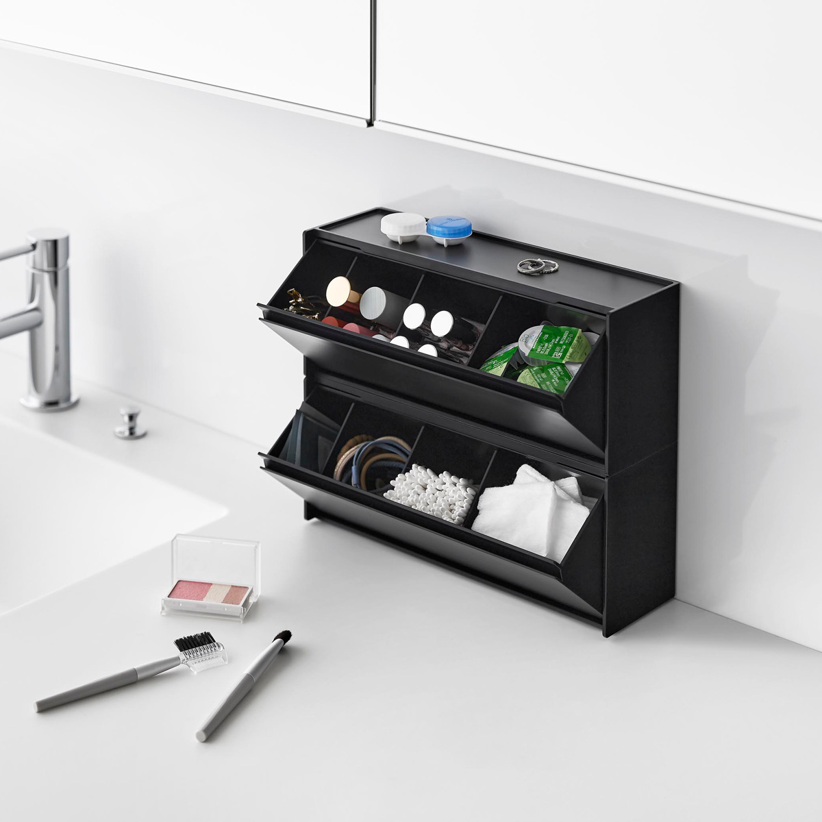 山崎実業 tower ウォール洗面収納ケース タワー 石こうボード壁対応 ( 4903208013550 タワーシリーズ 洗面収納ケース 石こうボード壁 壁面収納 壁面 浮かせて収納 浮かせる収納 収納ケース 洗面所 ) 【ホワイト】 ホワイト