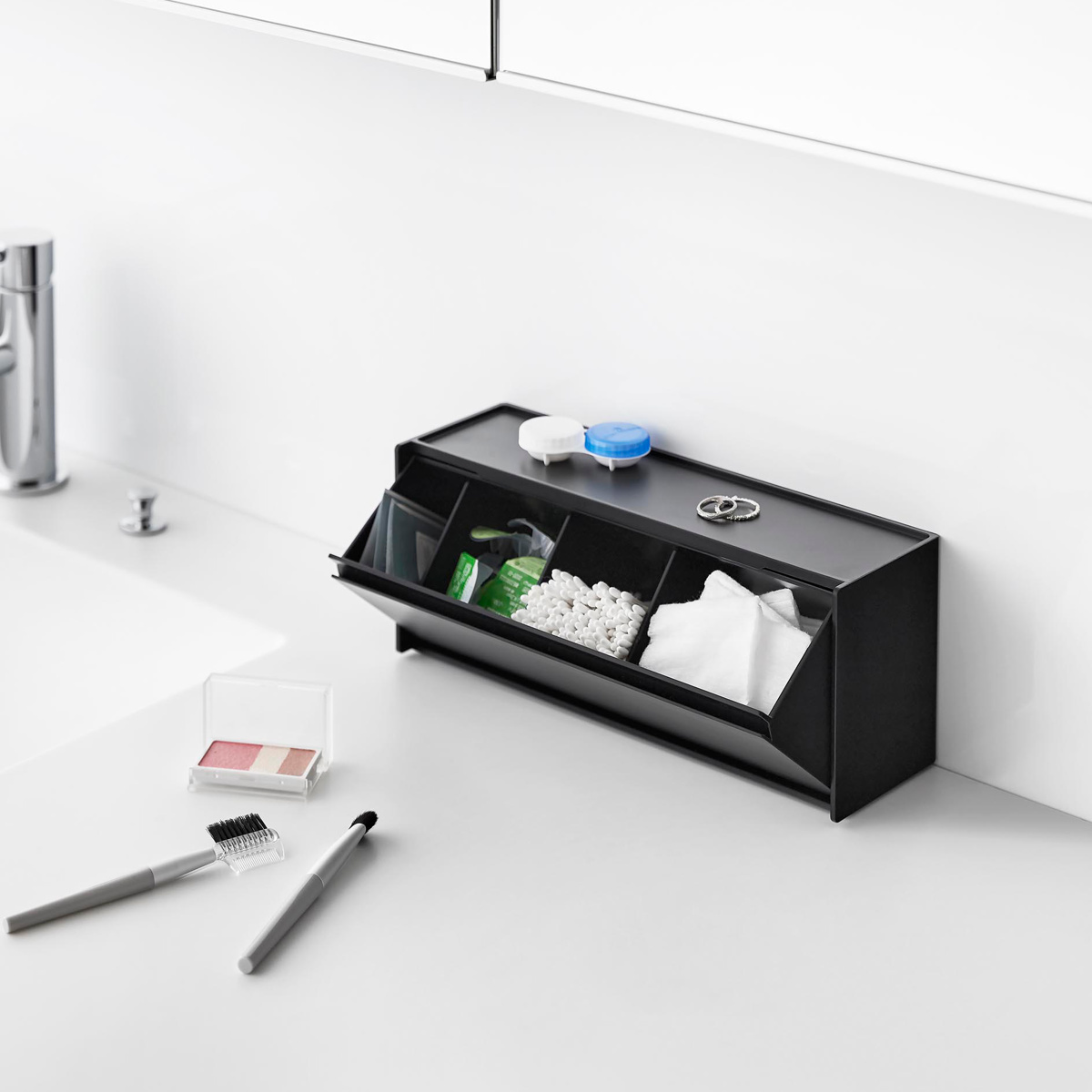 山崎実業 tower ウォール洗面収納ケース タワー 石こうボード壁対応 ( 4903208013550 タワーシリーズ 洗面収納ケース 石こうボード壁 壁面収納 壁面 浮かせて収納 浮かせる収納 収納ケース 洗面所 ) 【ホワイト】 ホワイト