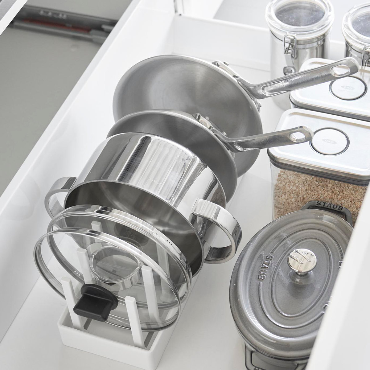 山崎実業 tower シンク下幅調節鍋蓋&フライパン収納スタンド タワー W40 ( 4903208013611 タワーシリーズ シンク下 鍋蓋&フライパン収納スタンド フライパンラック シンク下収納 鍋蓋立て 幅40cm ) 【ブラック】 ブラック