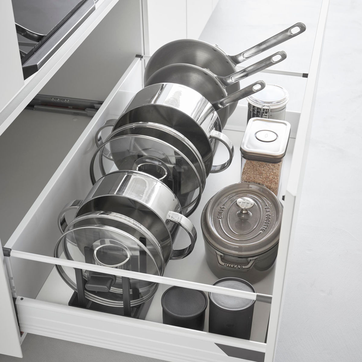 山崎実業 tower シンク下幅調節鍋蓋&フライパン収納スタンド タワー W40 ( 4903208013611 タワーシリーズ シンク下 鍋蓋&フライパン収納スタンド フライパンラック シンク下収納 鍋蓋立て 幅40cm ) 【ブラック】 ブラック