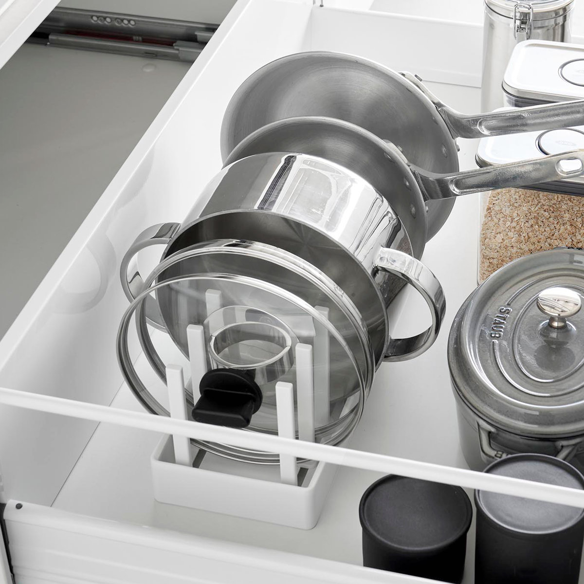 山崎実業 tower シンク下幅調節鍋蓋&フライパン収納スタンド タワー W40 ( 4903208013611 タワーシリーズ シンク下 鍋蓋&フライパン収納スタンド フライパンラック シンク下収納 鍋蓋立て 幅40cm ) 【ブラック】 ブラック