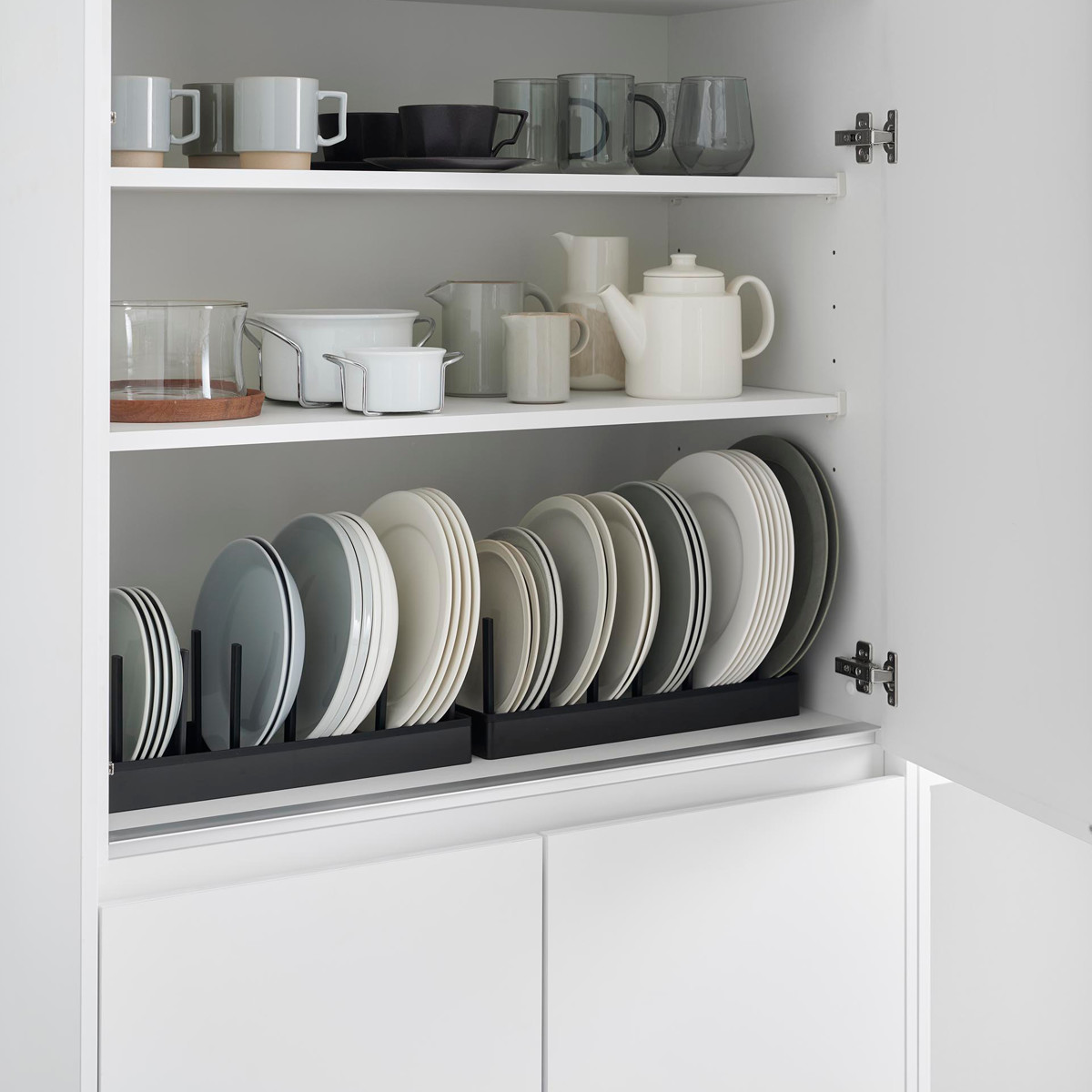 山崎実業 tower シンク下幅調節鍋蓋&フライパン収納スタンド タワー W40 ( 4903208013611 タワーシリーズ シンク下 鍋蓋&フライパン収納スタンド フライパンラック シンク下収納 鍋蓋立て 幅40cm ) 【ブラック】 ブラック