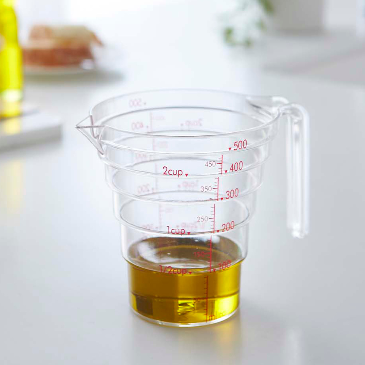 山崎実業 電子レンジ対応 段々計量カップ 500ML ( 4903208027007 軽量カップ メジャーカップ 食洗機対応 500ml 持ち手付き 透明 見やすい 料理 製菓 お菓子作り 計量カップ クリア 計量コップ 計量器具 )