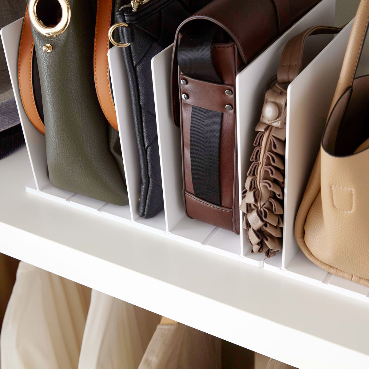 山崎実業 smart バッグ収納スタンド スマート 2個組 ( 4903208049566 スマートシリーズ バッグ収納 スタンド 2個 収納スタンド かばん 収納 バッグ 仕切り 棚上収納 棚上 カバン収納 型崩れ防止 ) 【ブラック】 ブラック