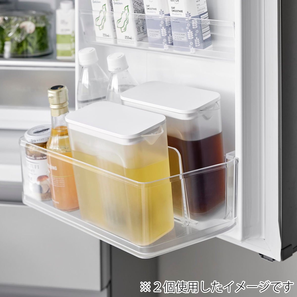 山崎実業 tower 棚に入れられる冷水筒 タワー 1L ( 4903208016902 タワーシリーズ 冷水筒 食洗機対応 1リットル ピッチャー 水差し 水さし 麦茶ポット 冷水ポット メッシュフィルター付き パッキンレス ) 【ホワイト】 ホワイト