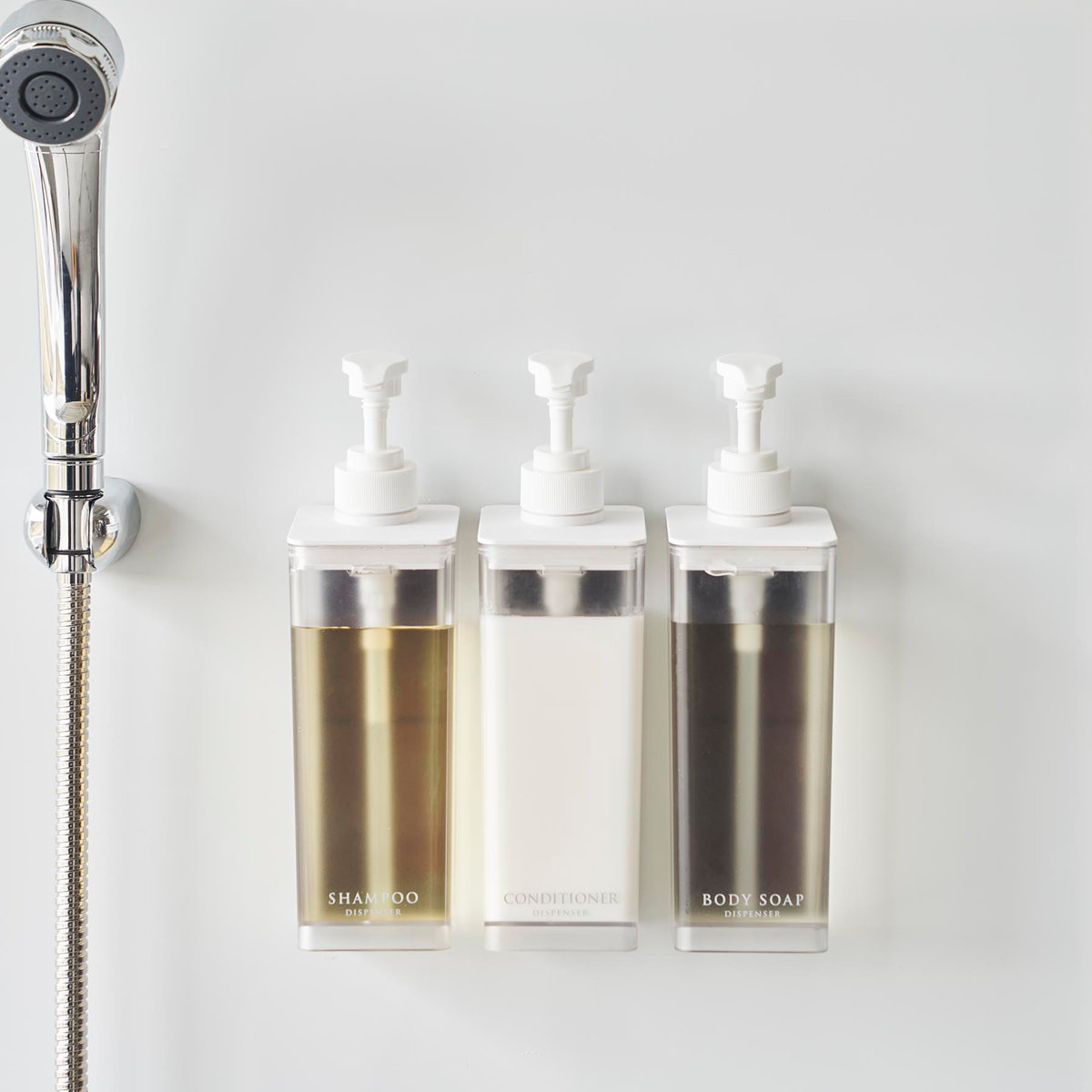 山崎実業 mist たっぷり洗剤が出るマグネットディスペンサー ミスト シャンプー コンディショナー ボディソープ ( 4903208015448 ミストシリーズ シャンプーディスペンサー シャンプーボトル たっぷり出る 洗剤 浮かせる収納 ) 【ボディーソープ】 ボディーソープ