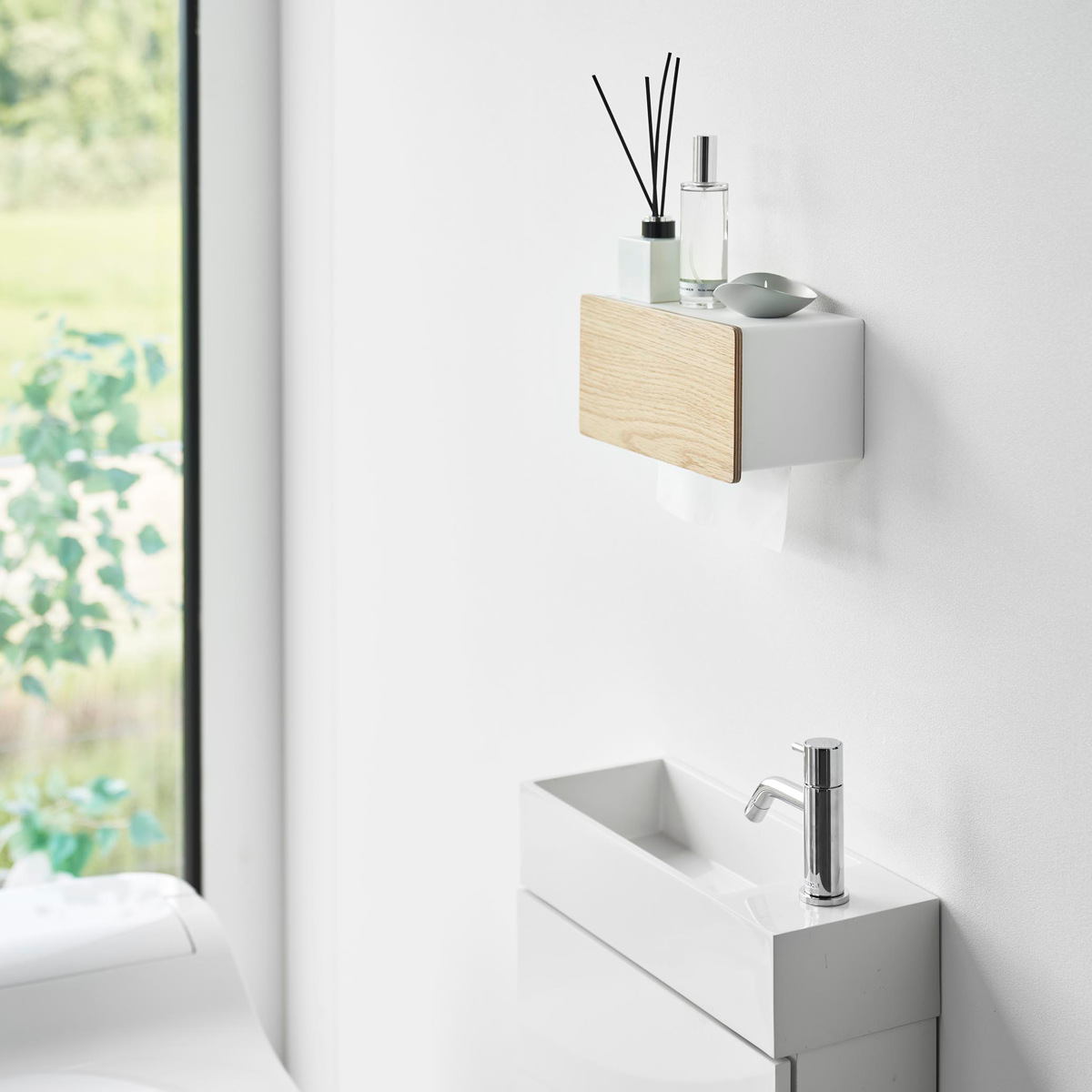 山崎実業 RIN ウォールペーパータオルディスペンサー リン 石こうボード壁対応 ( 4903208101141 リンシリーズ ウォールペーパー タオルディスペンサー 石こうボード 壁面収納 浮かせる収納 浮かせて収納 ) 【ナチュラル】 ナチュラル