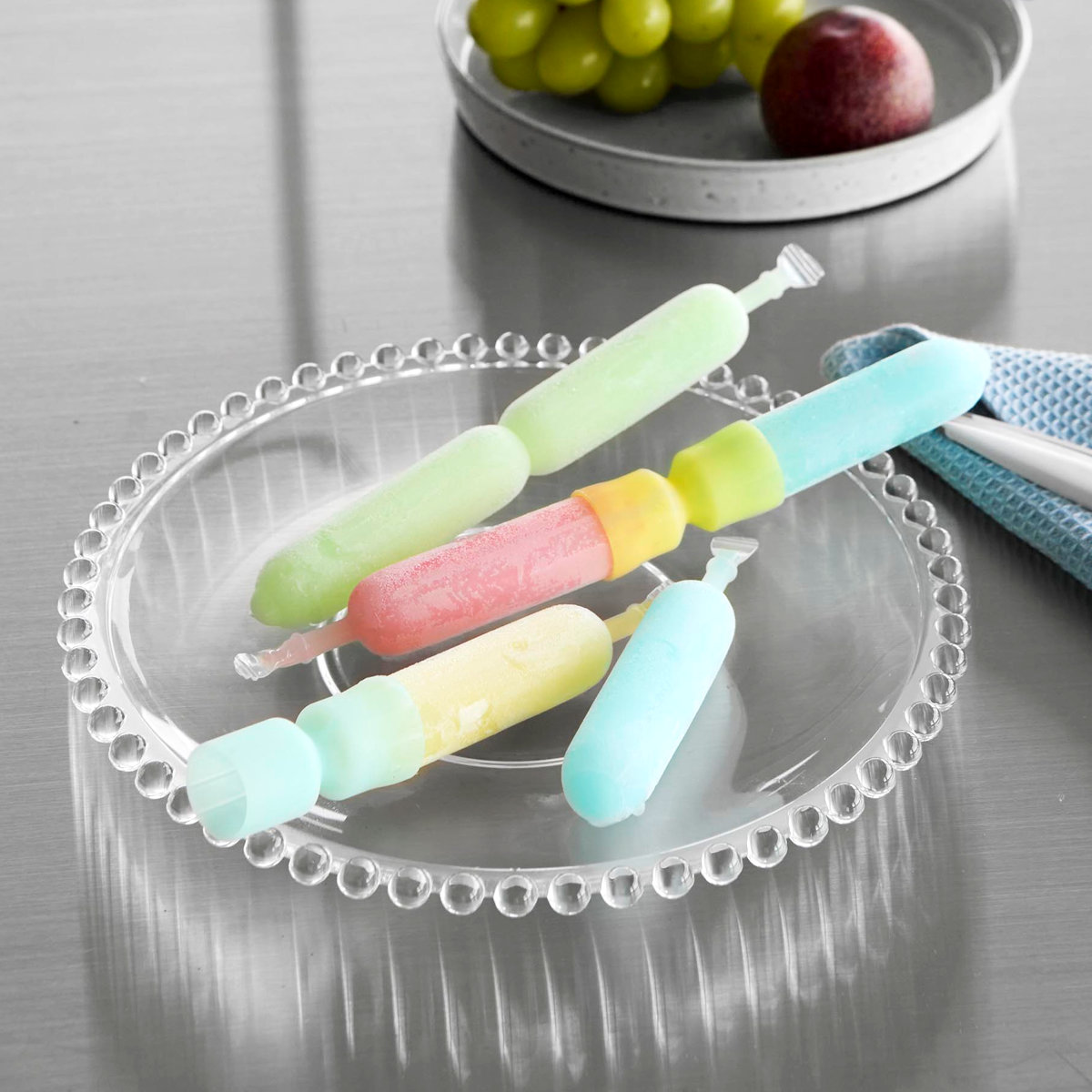 山崎実業 シリコーン折るポリジュースアイスカバー シャーベット 2色セット イエロー&ブルー ( 4903208101646 折るポリジュース 食洗機対応 シリコーン アイスカバー 2色 イエローとブルー セット 2色入り イエロー ブルー )