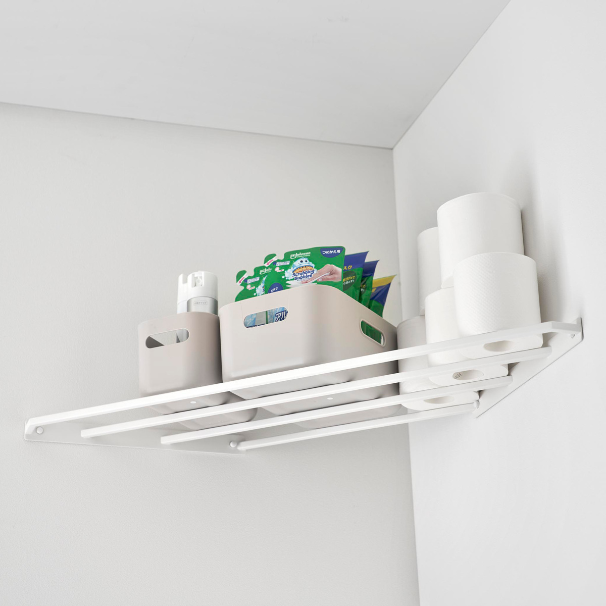 山崎実業 tower コーナーハンガーラック タワー 石こうボード壁対応 ( 4903208100175 タワーシリーズ コーナー ハンガーラック 石こうボード壁 棚 室内物干し シェルフ コーナーシェルフ 角 ディスプレイ ) 【ホワイト】 ホワイト