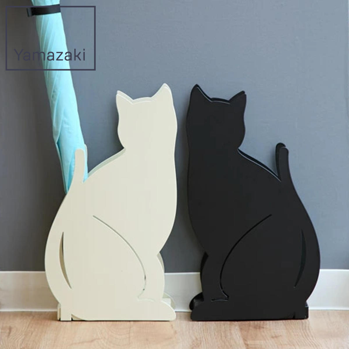 山崎実業 かさたて ネコ （ 4903208023580 傘立て アンブレラスタンド 傘たて かさ立て スチール製 ホワイトねこ 傘 玄関 収納 エントランス 傘置き かさ置き アンブレラホルダー 猫 玄関収納 山崎実業 ） 【ブラック】