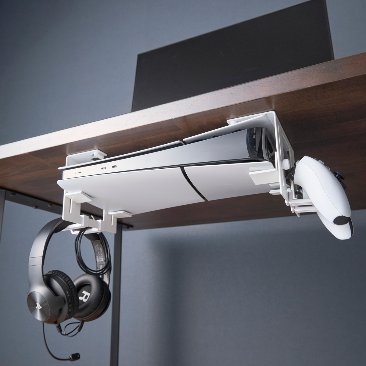 山崎実業 smart 可動式デスク下ゲーム機ホルダー スマート ( 4903208101899 スマートシリーズ デスク下ホルダー ゲーム機ホルダー 可動式 可動式ホルダー デスク下 ゲーム機 ホルダー テーブル下収納ラック ) 【ブラック】 ブラック